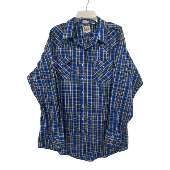 Ely Cattleman Men's Button Down Shirt Blue Plaid Size XXL - Picture 1 of 9